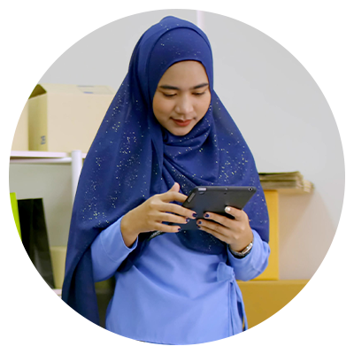 Hijab woman with phone