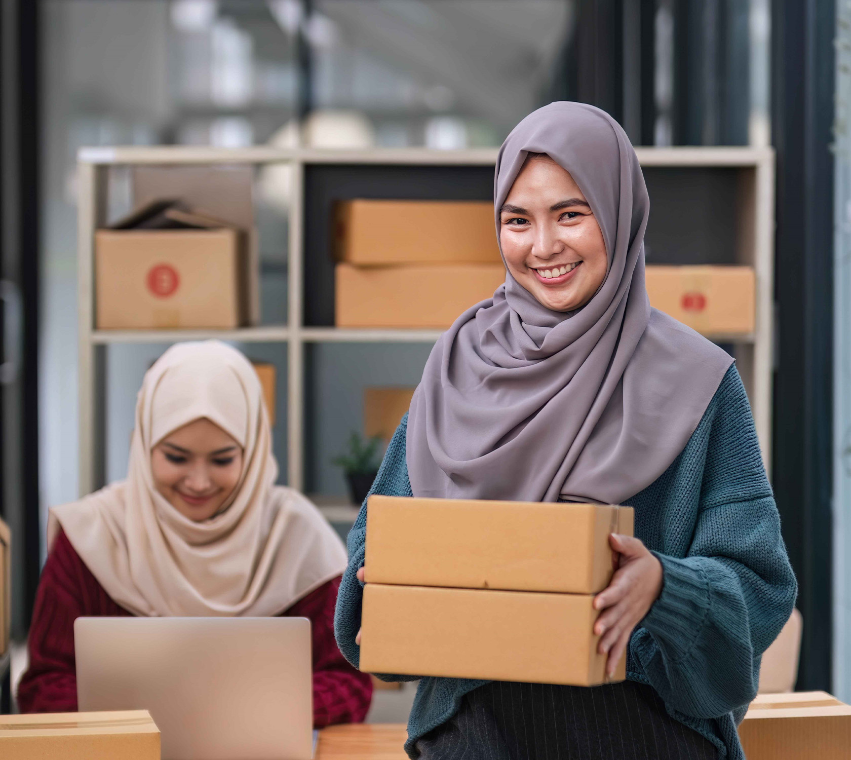 Girl with box